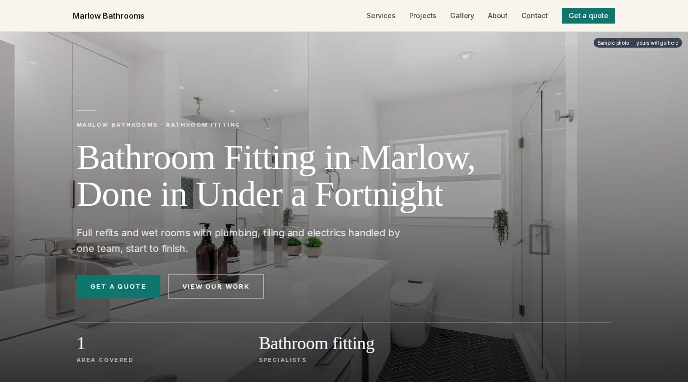 Website Guv built for Marlow Bathrooms, Marlow