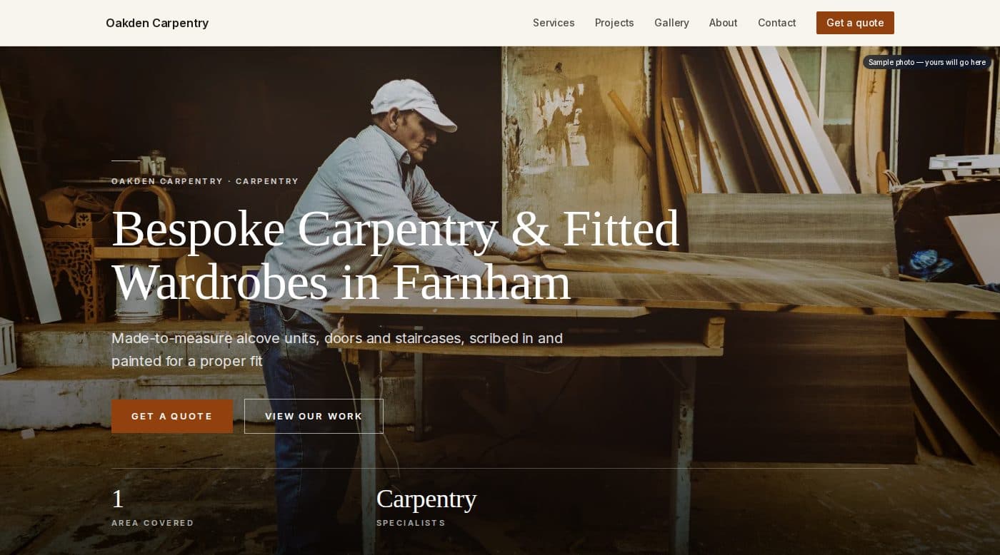Website Guv built for Oakden Carpentry, Farnham