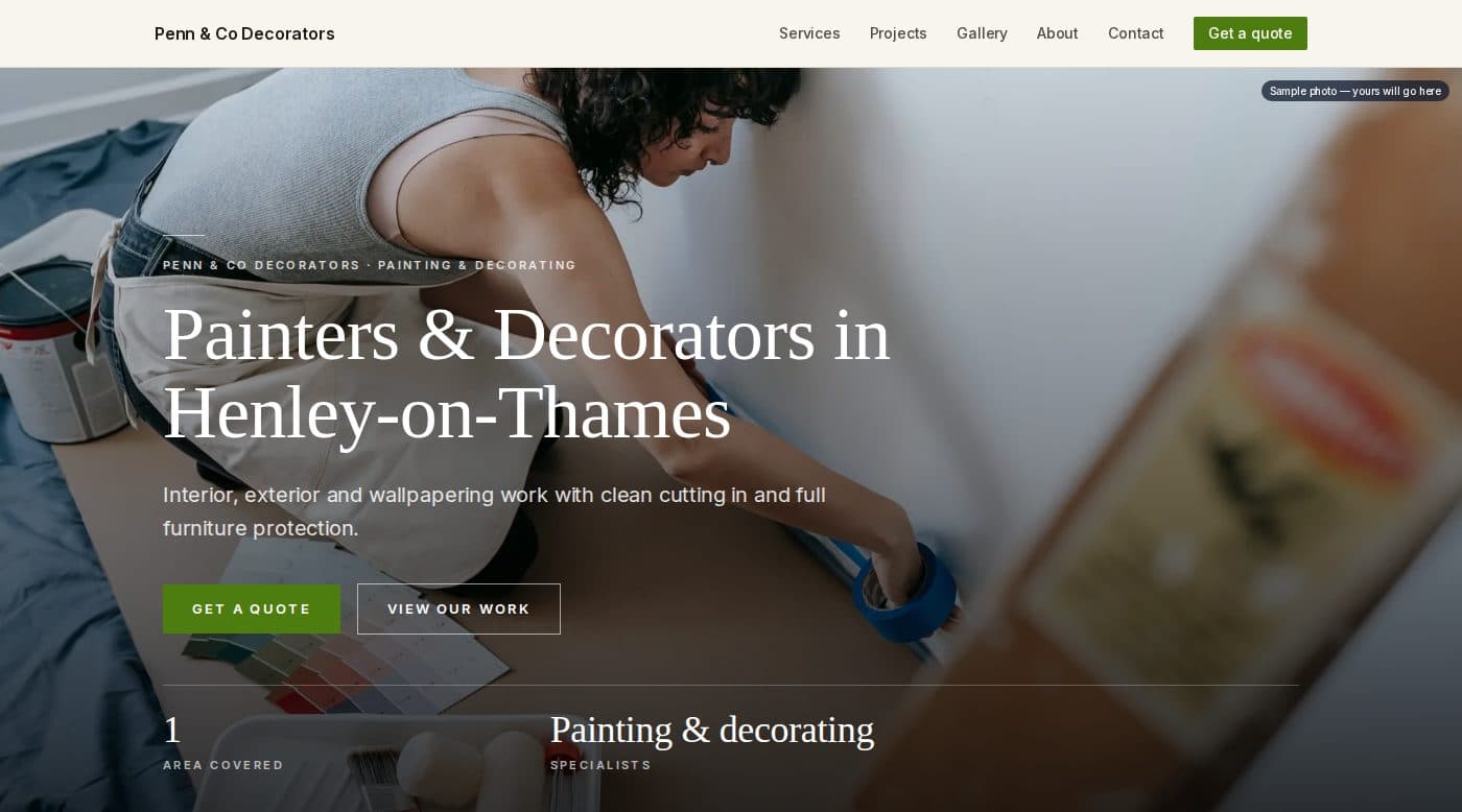 Website Guv built for Penn & Co Decorators, Henley-on-Thames