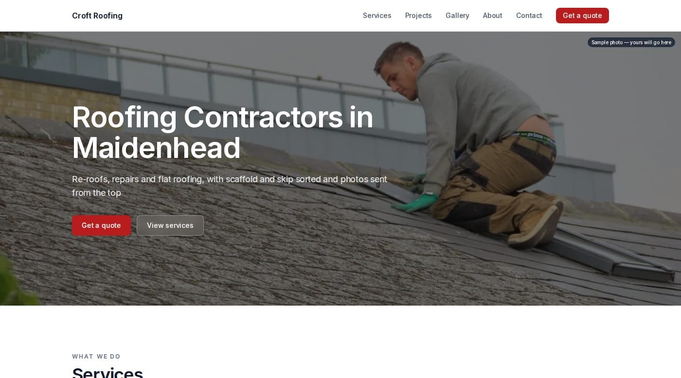 Website Guv built for Croft Roofing, Maidenhead