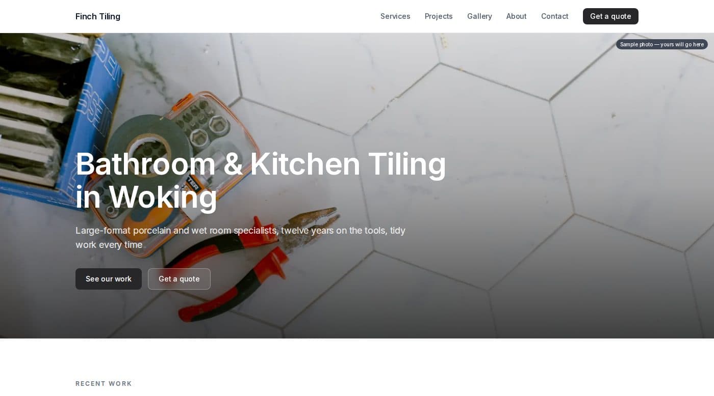Website Guv built for Finch Tiling, Woking